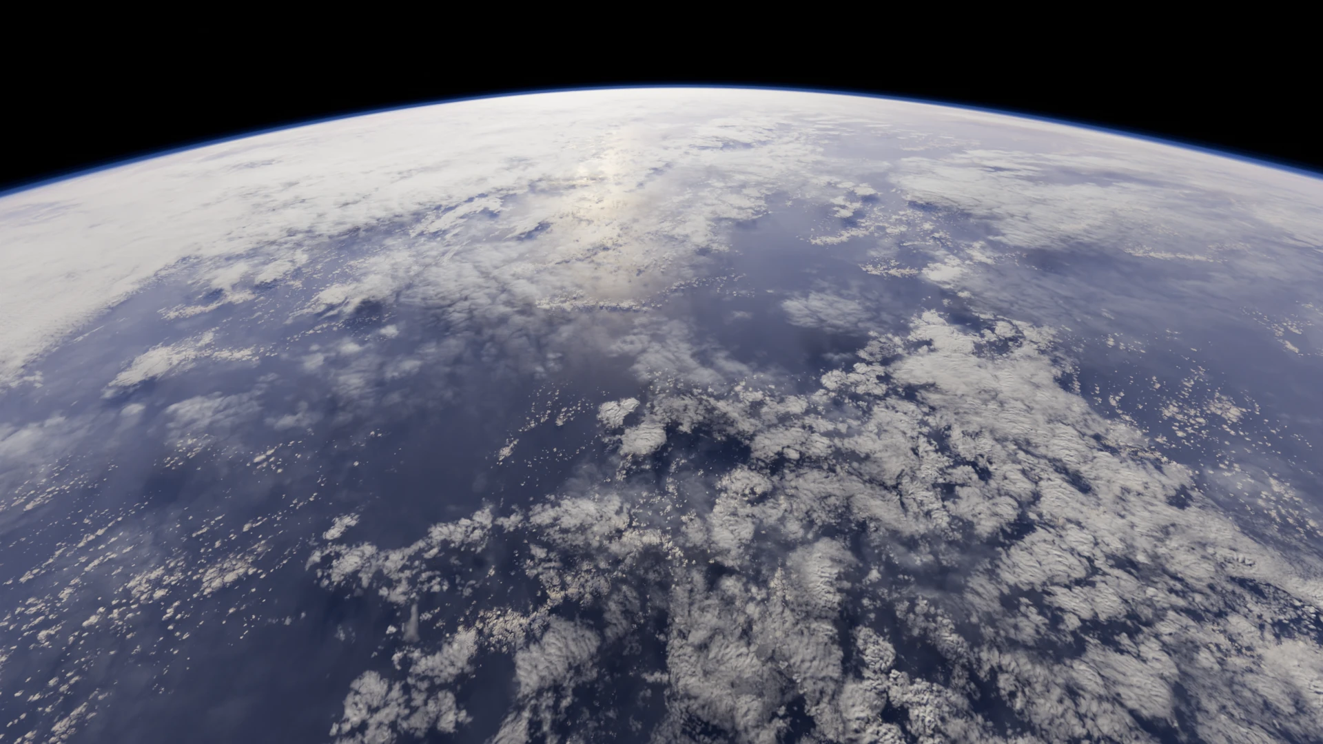 Expansive body of water with clouds floating above