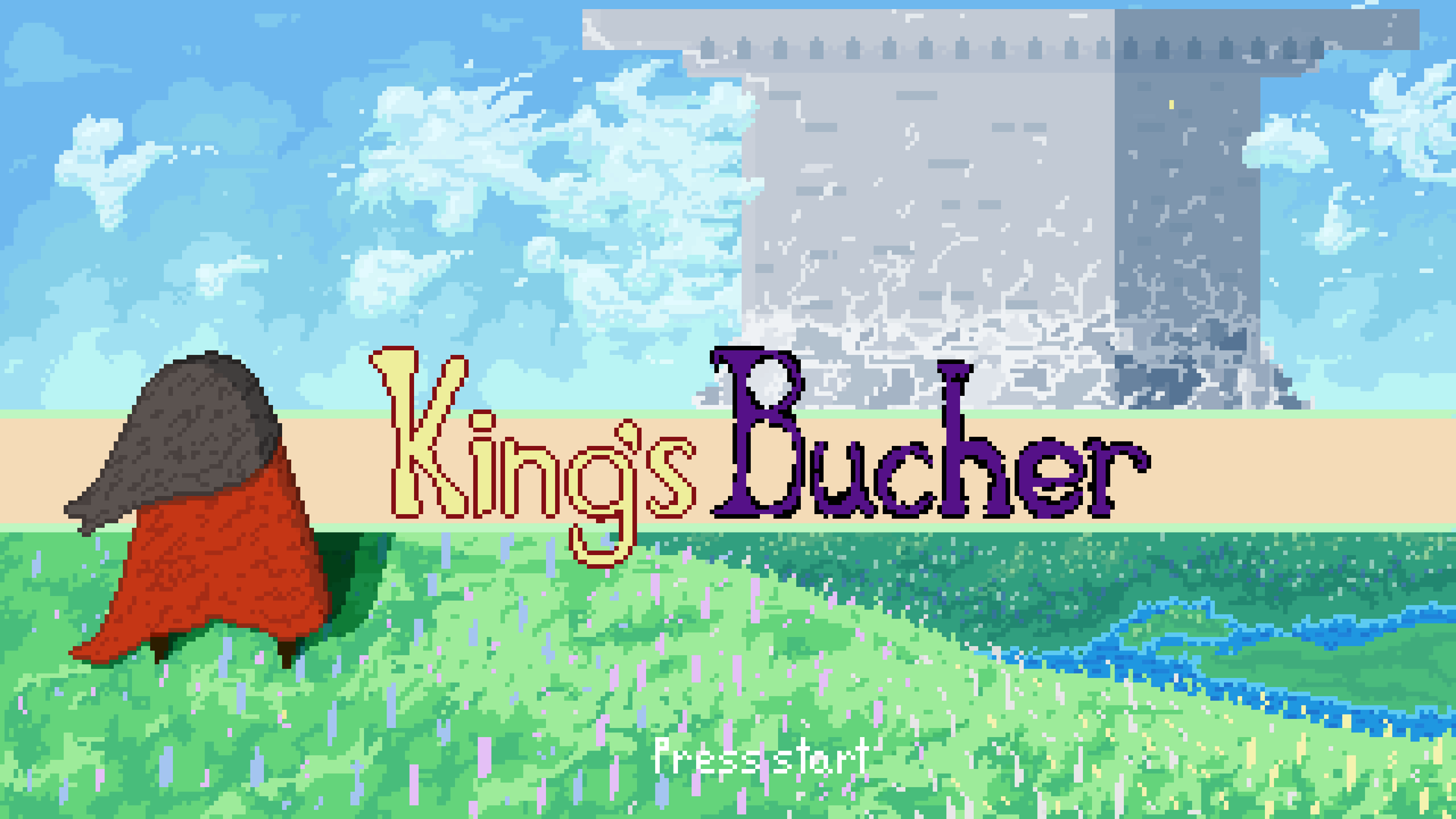 Still image of an animated title screen