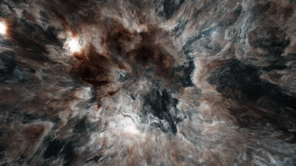 Colapsing nebula with a shining star in the center